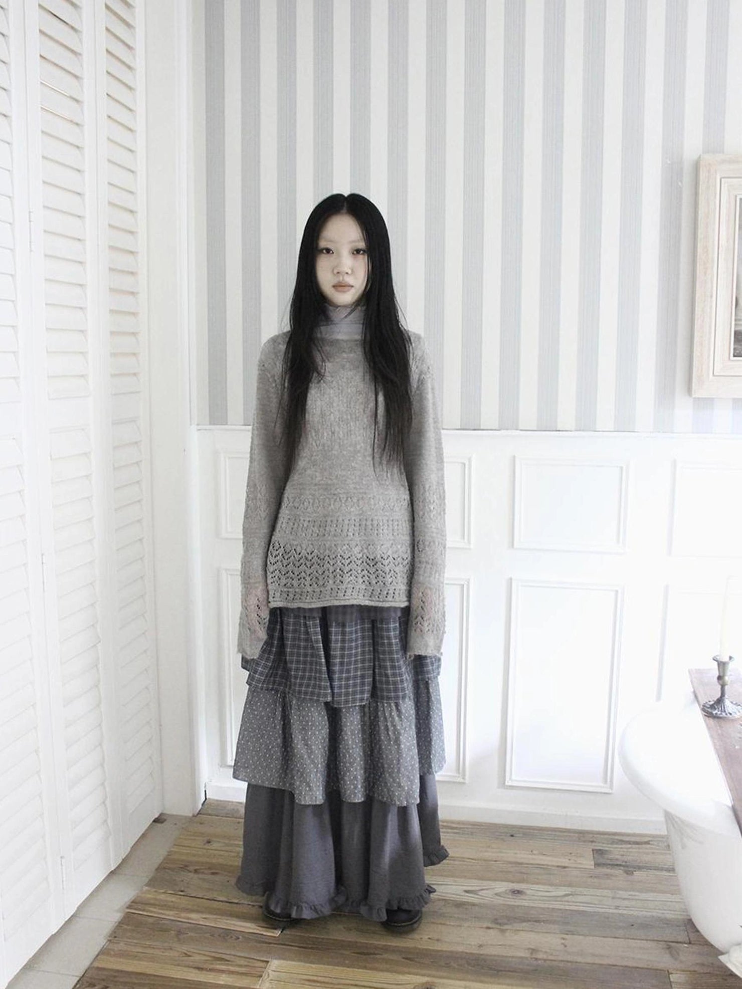 ang project Lightweight Hollow Knit Sweater Cardigan