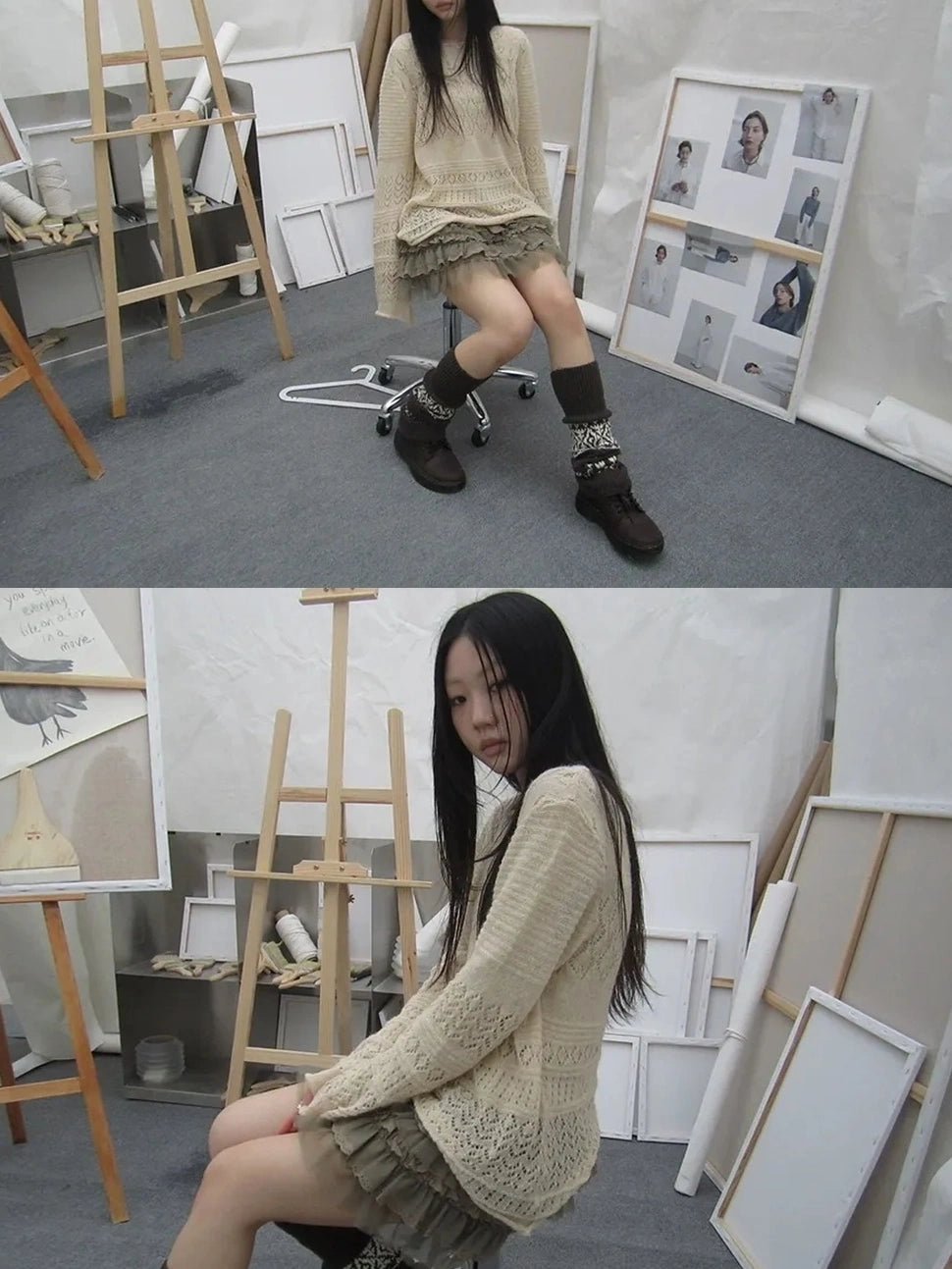 ang project Lightweight Hollow Knit Sweater Cardigan