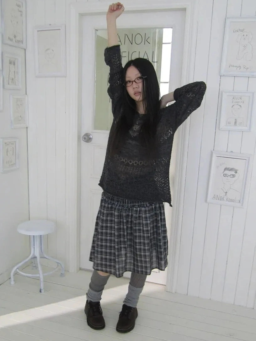 ang project Lightweight Hollow Knit Sweater Cardigan