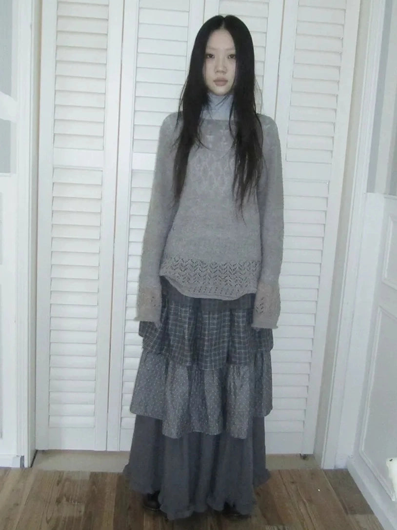 ang project Lightweight Hollow Knit Sweater Cardigan