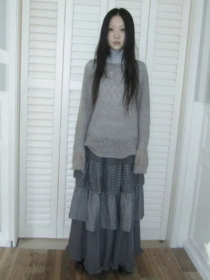 ang project Lightweight Hollow Knit Sweater Cardigan