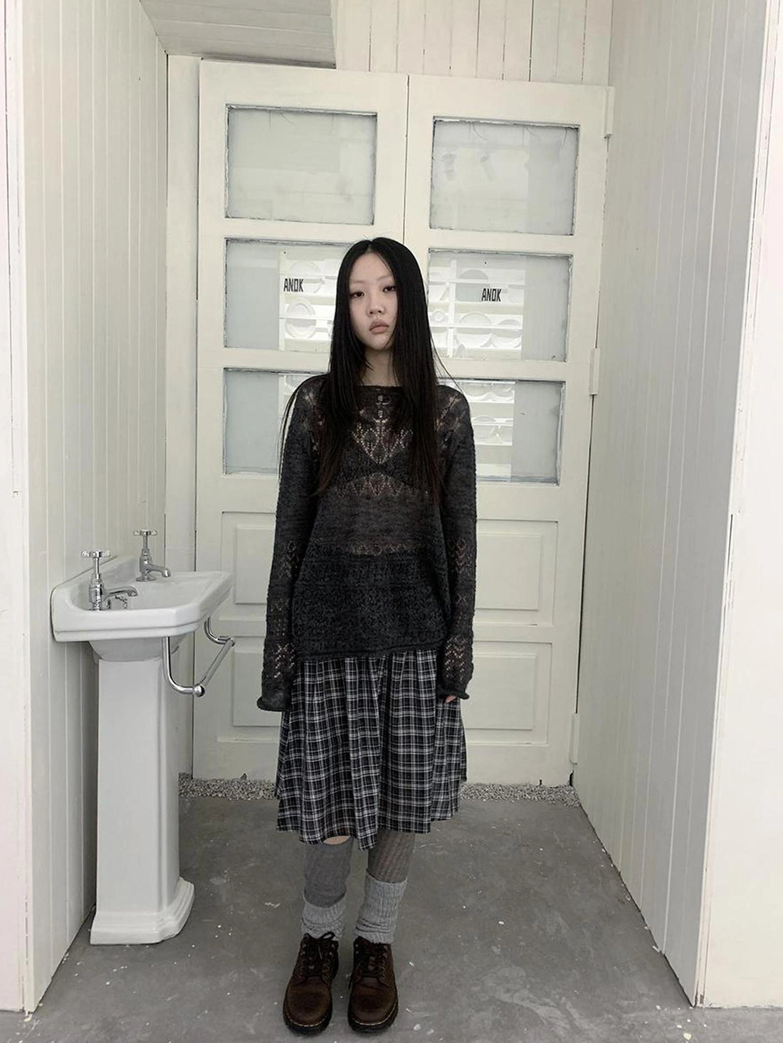 ang project Lightweight Hollow Knit Sweater Cardigan