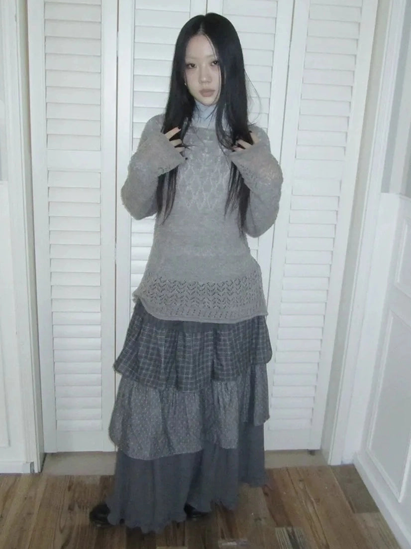 ang project Lightweight Hollow Knit Sweater Cardigan