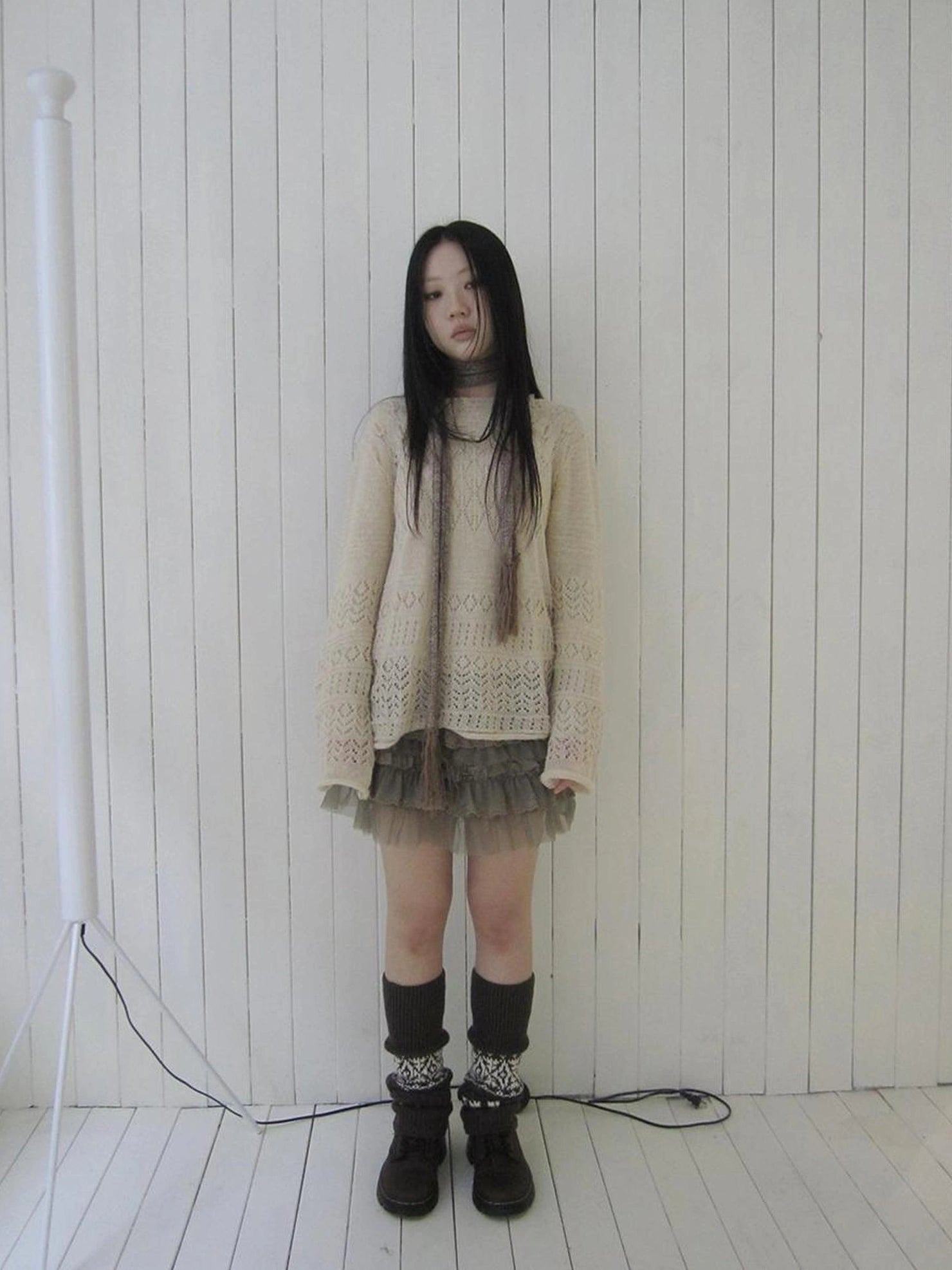 ang project Lightweight Hollow Knit Sweater Cardigan