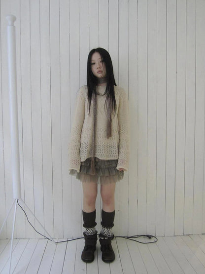 ang project Lightweight Hollow Knit Sweater Cardigan