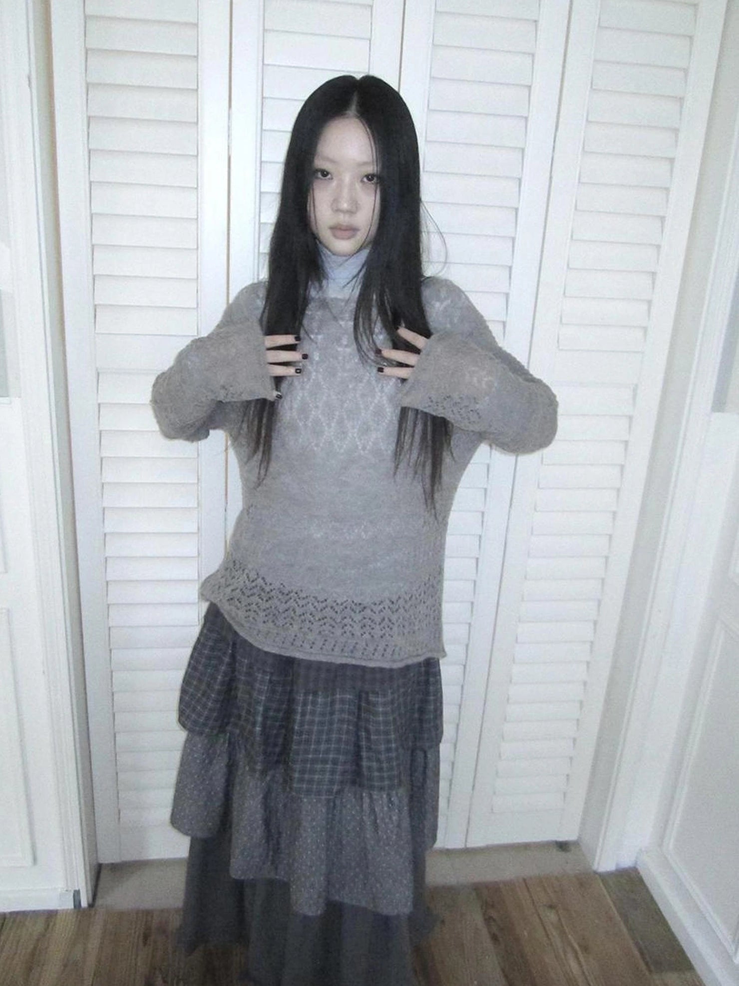 ang project Lightweight Hollow Knit Sweater Cardigan