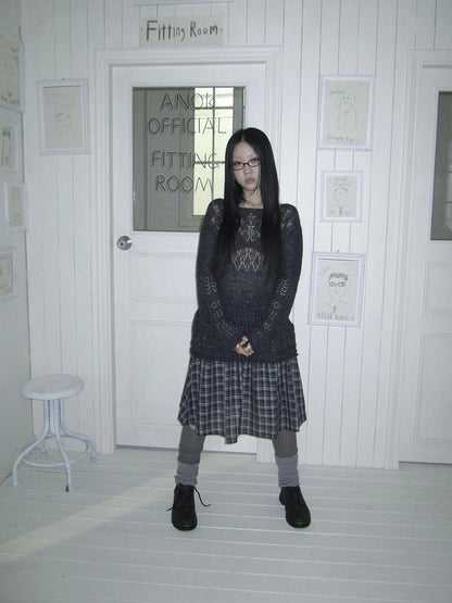 ang project Lightweight Hollow Knit Sweater Cardigan