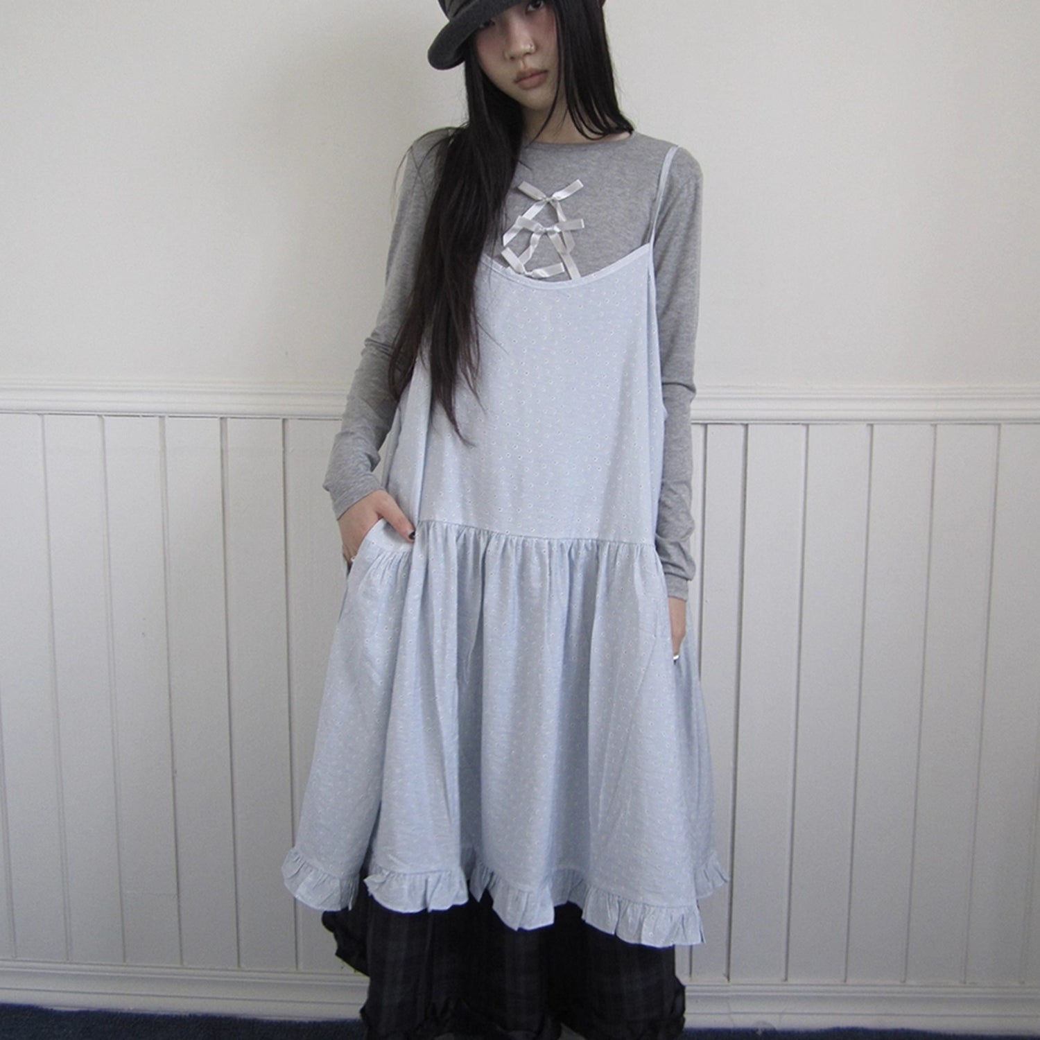 ang_project_Lightweight_Polka_Dot_Print_Layered_Slip_Dress_V-neck_T-shirt_Long_Sleeve_MISSTT