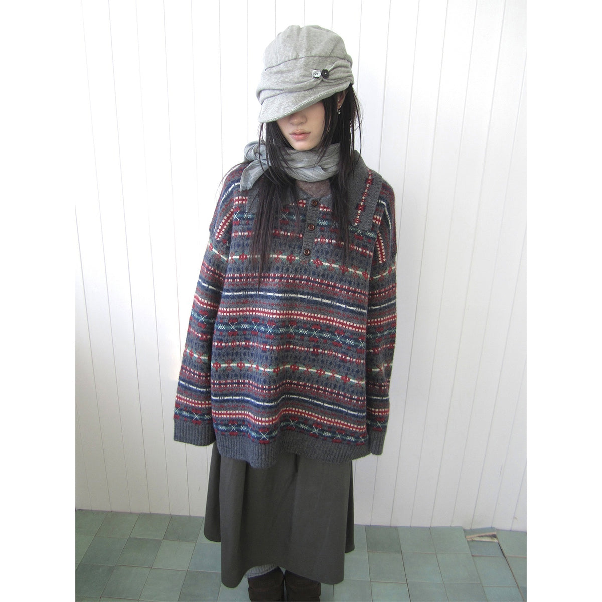 ang_project_Loose_Fit_Fair_Isle_Jacquard_Striped_Polo_Collar_Long_Sleeve_Women&