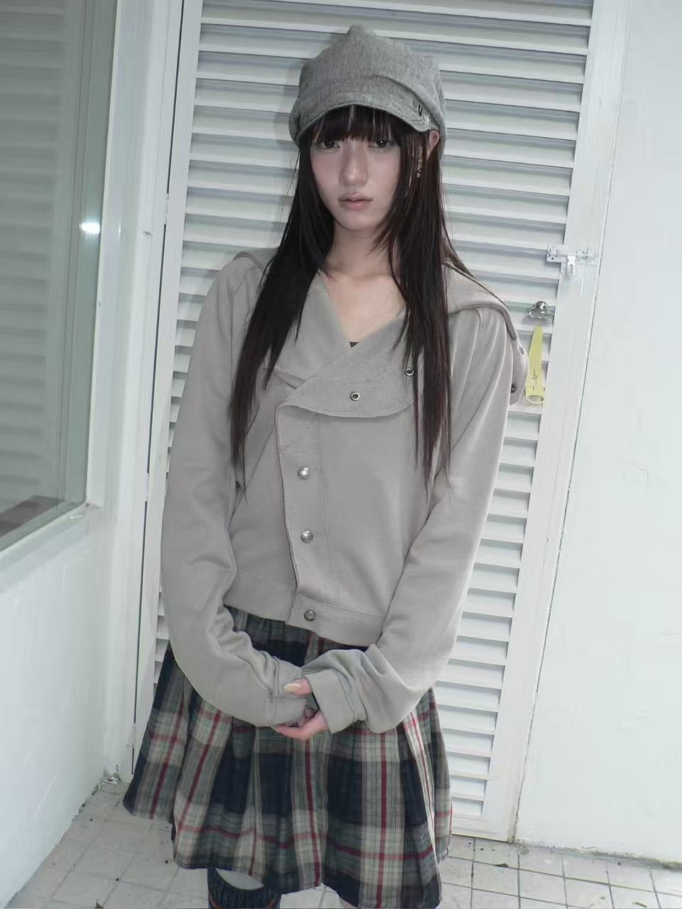 ang_project_Loose_Fit_Reverse_Stitch_Diagonal_Button_Korean_Women&