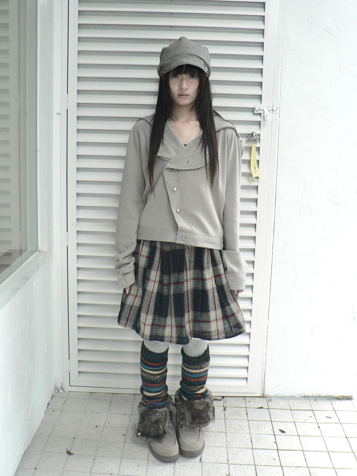 ang project Loose Fit Reverse Stitch Diagonal Button Korean Women&