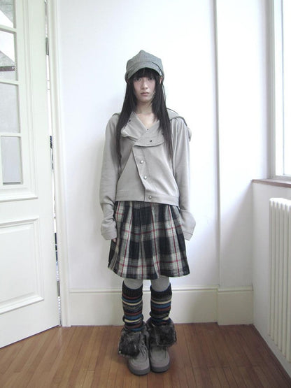 ang project Loose Fit Reverse Stitch Diagonal Button Korean Women&