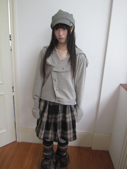 ang project Loose Fit Reverse Stitch Diagonal Button Korean Women&