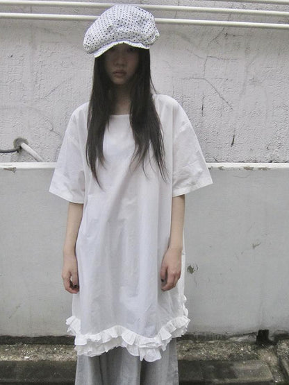 ang project Loose Floral Lace Trim Summer Dress