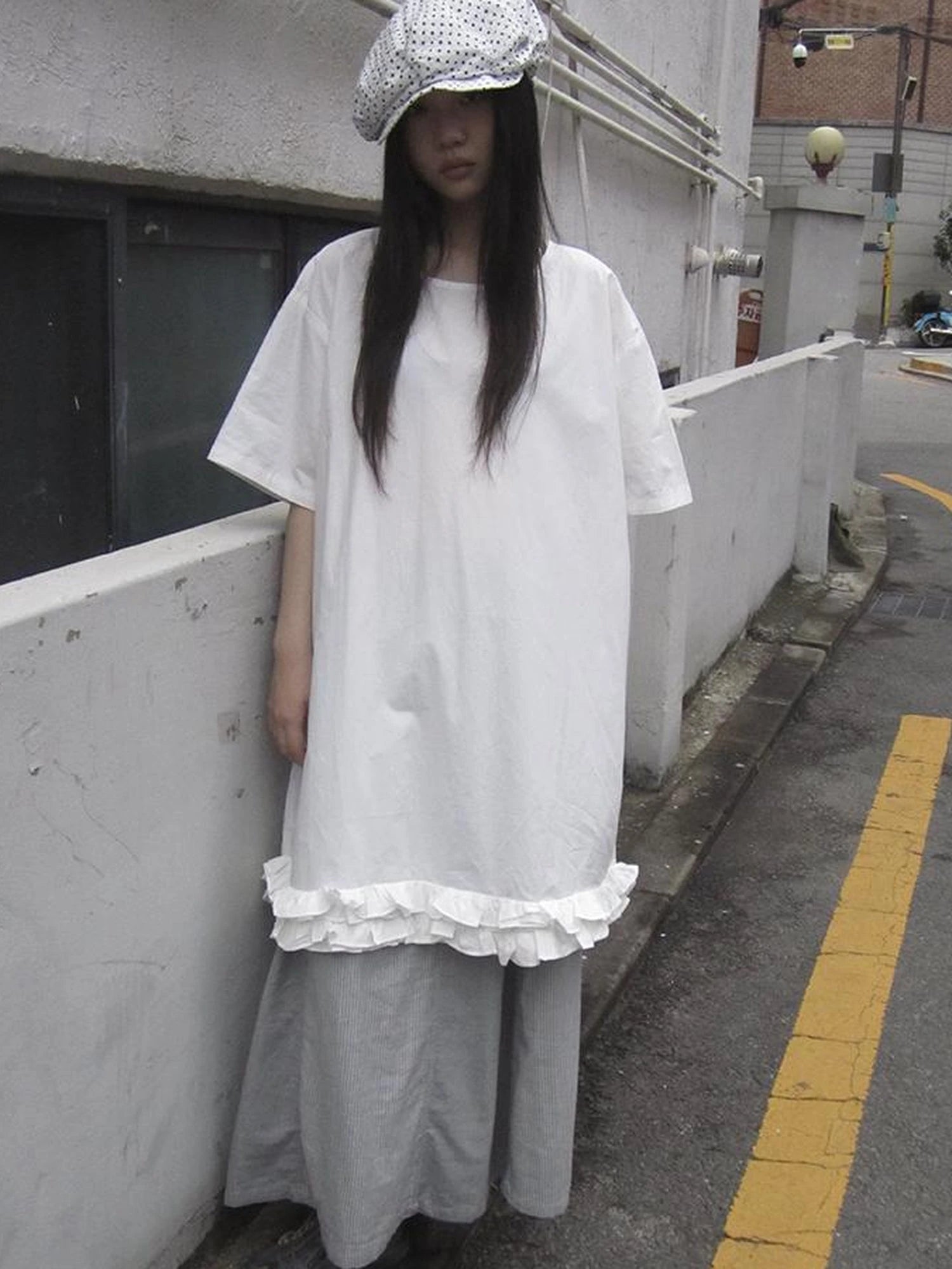 Loose Floral Lace Trim Summer Dress