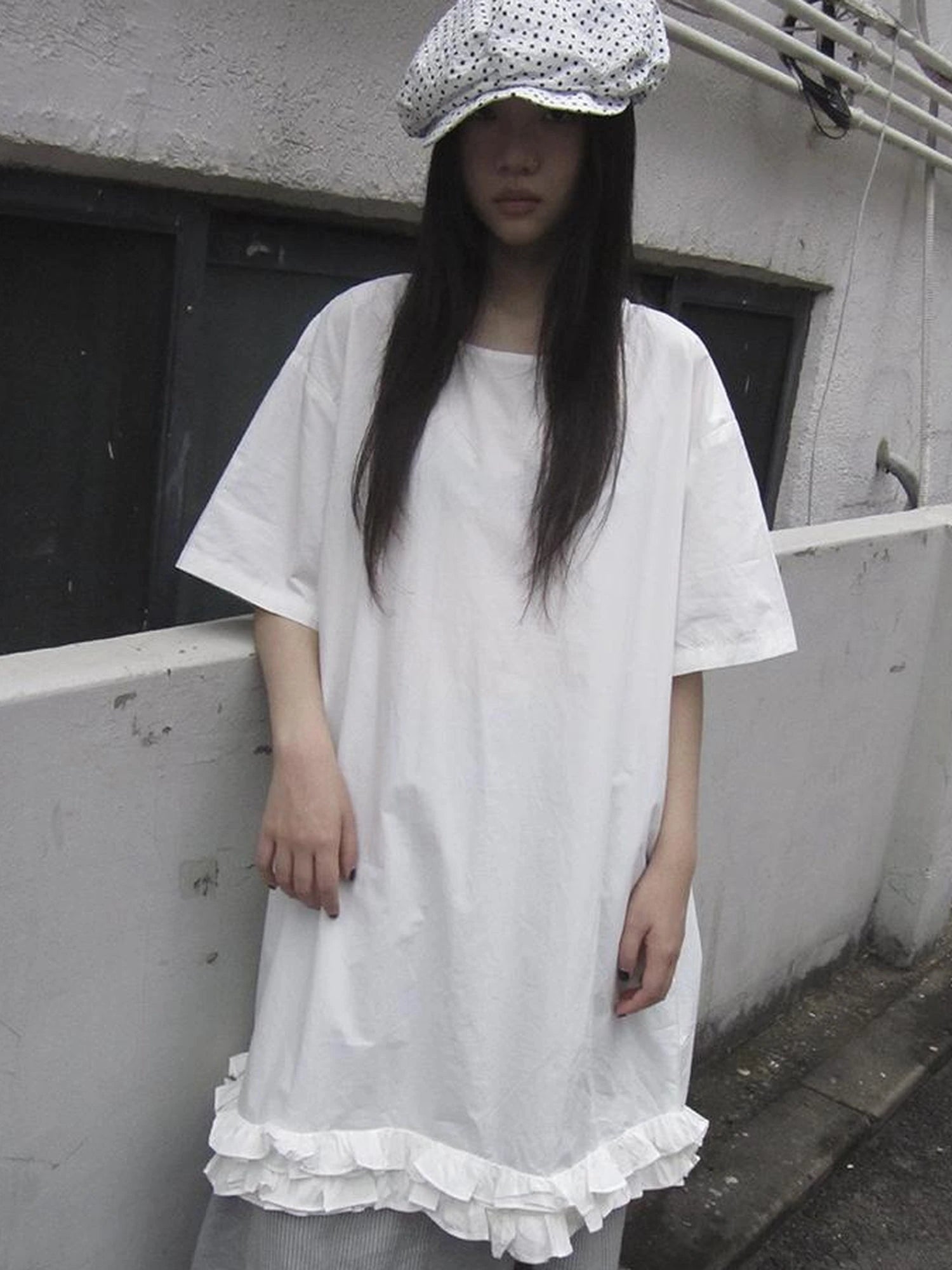 Loose Floral Lace Trim Summer Dress