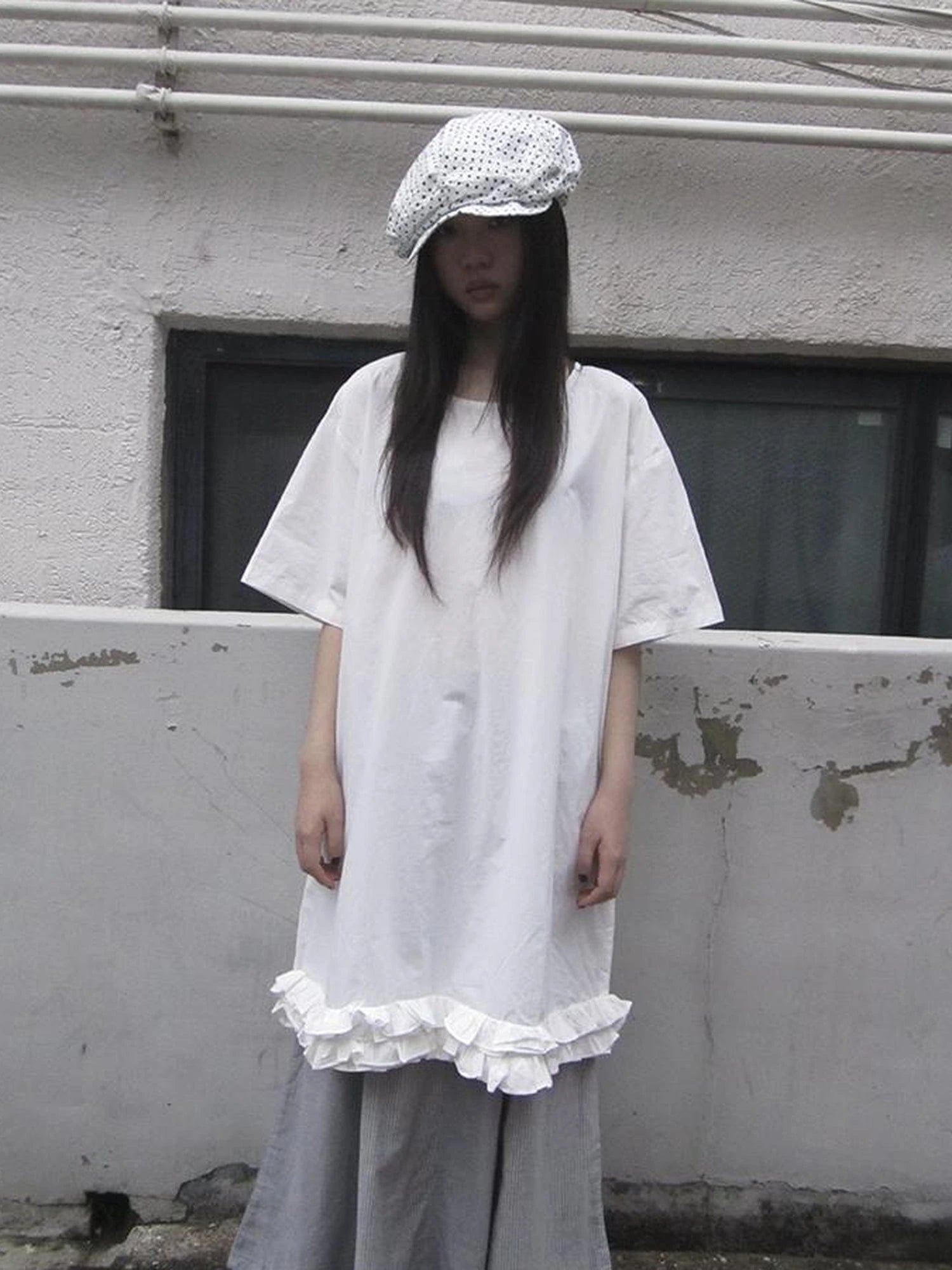 Loose Floral Lace Trim Summer Dress