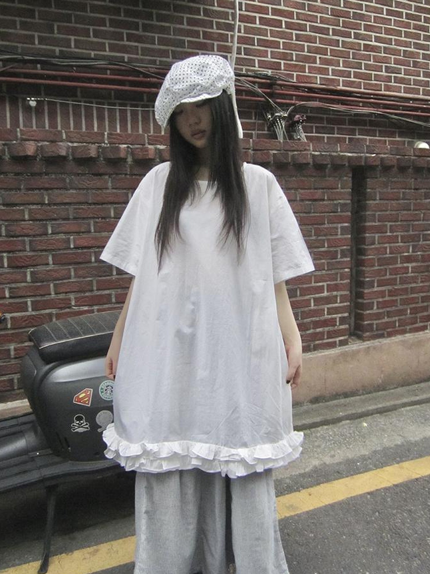 ang project Loose Floral Lace Trim Summer Dress