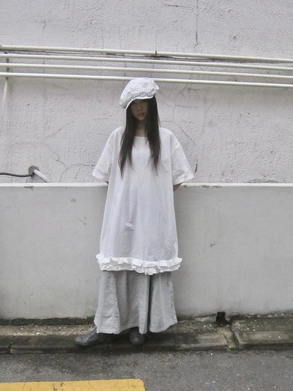 Loose Floral Lace Trim Summer Dress