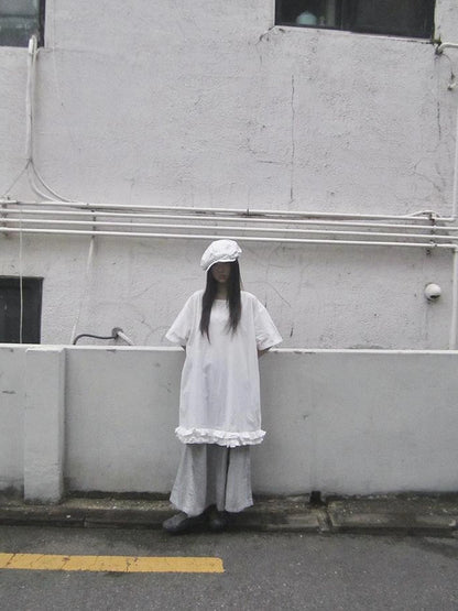 Loose Floral Lace Trim Summer Dress