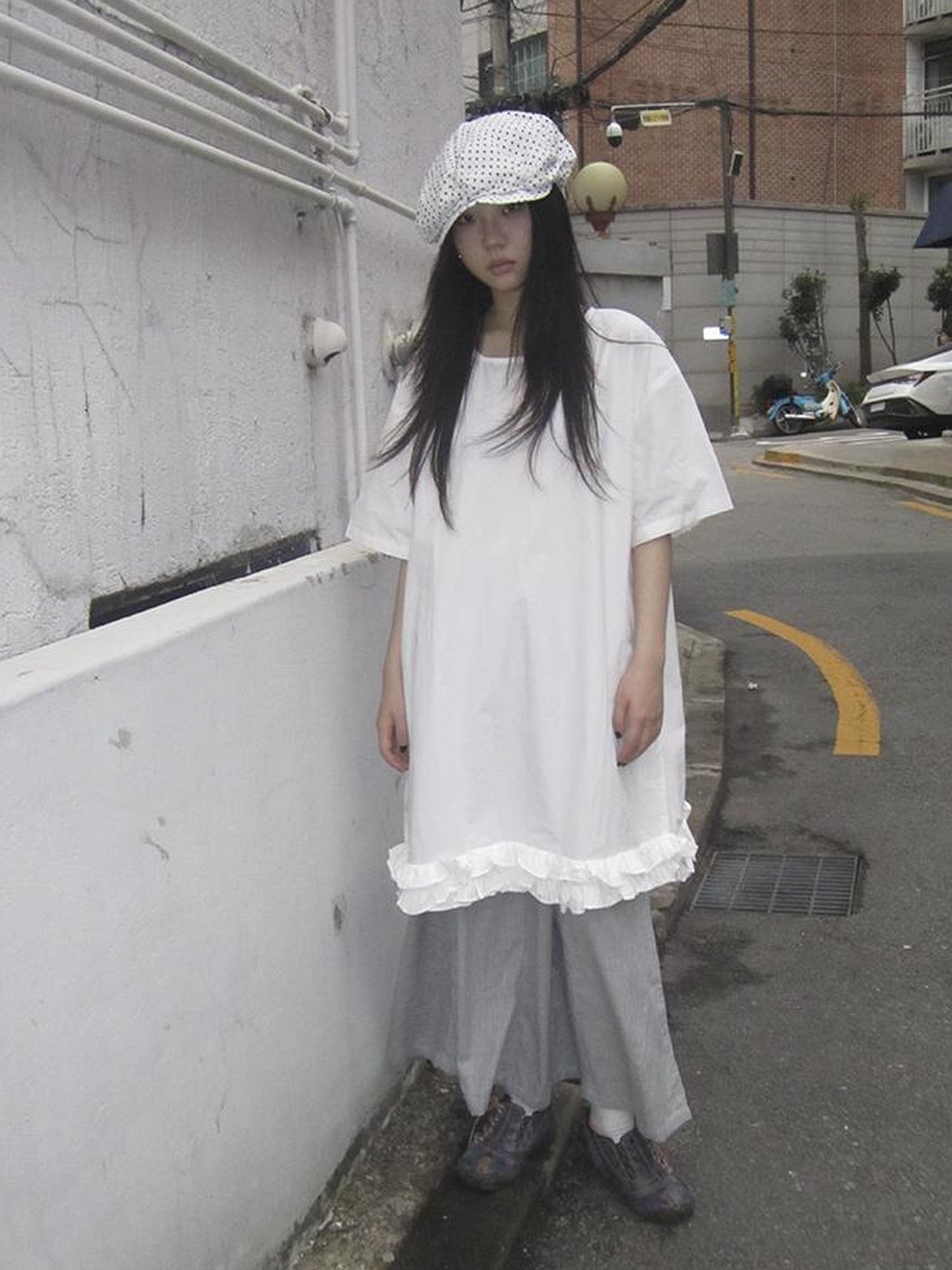 ang project Loose Floral Lace Trim Summer Dress