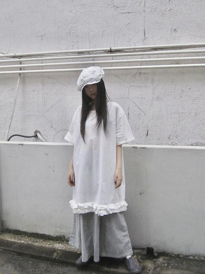 Loose Floral Lace Trim Summer Dress