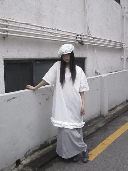 ang project Loose Floral Lace Trim Summer Dress