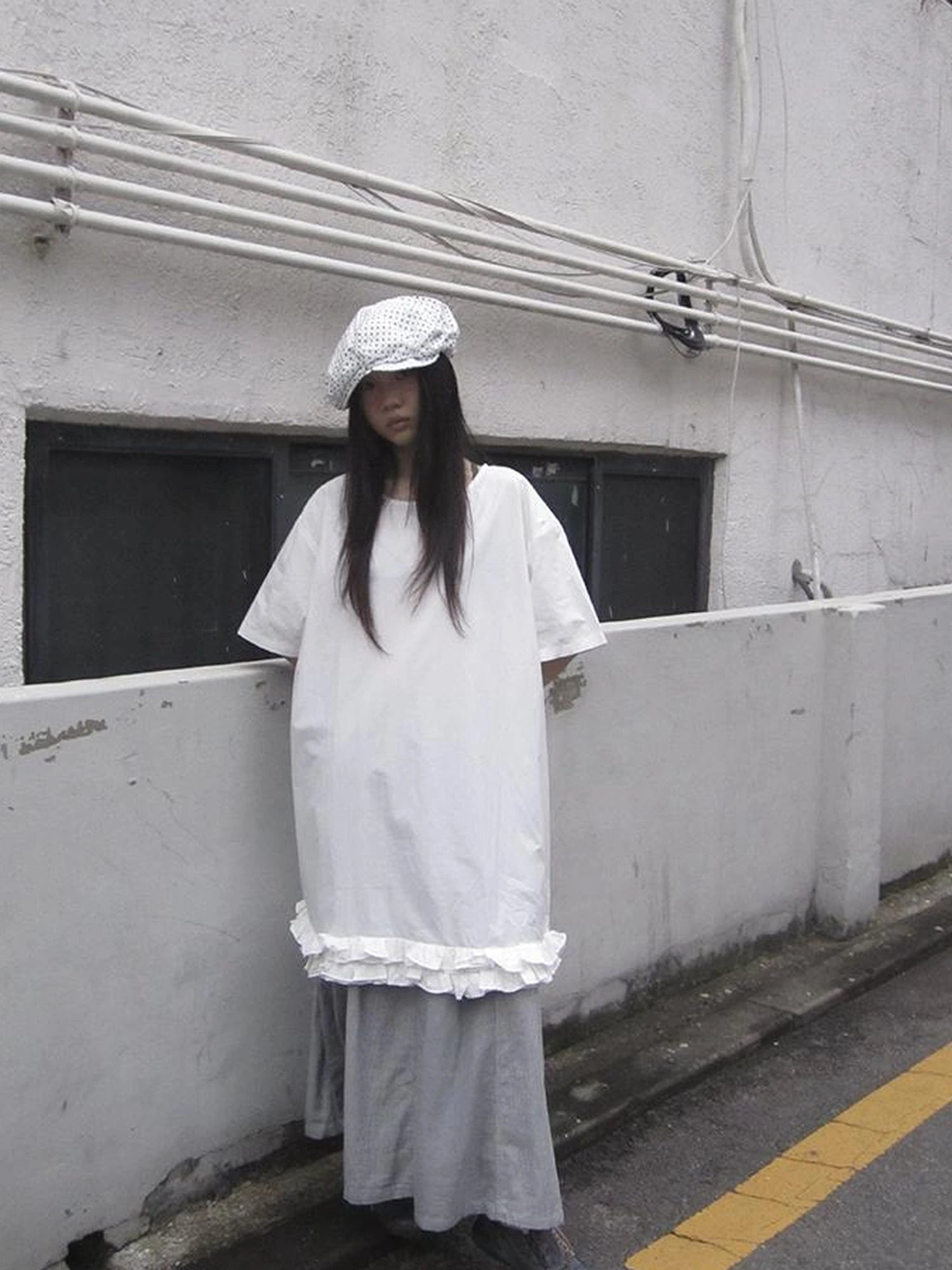 Loose Floral Lace Trim Summer Dress