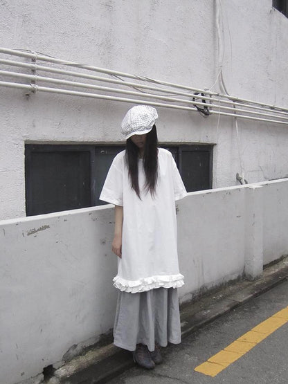 Loose Floral Lace Trim Summer Dress