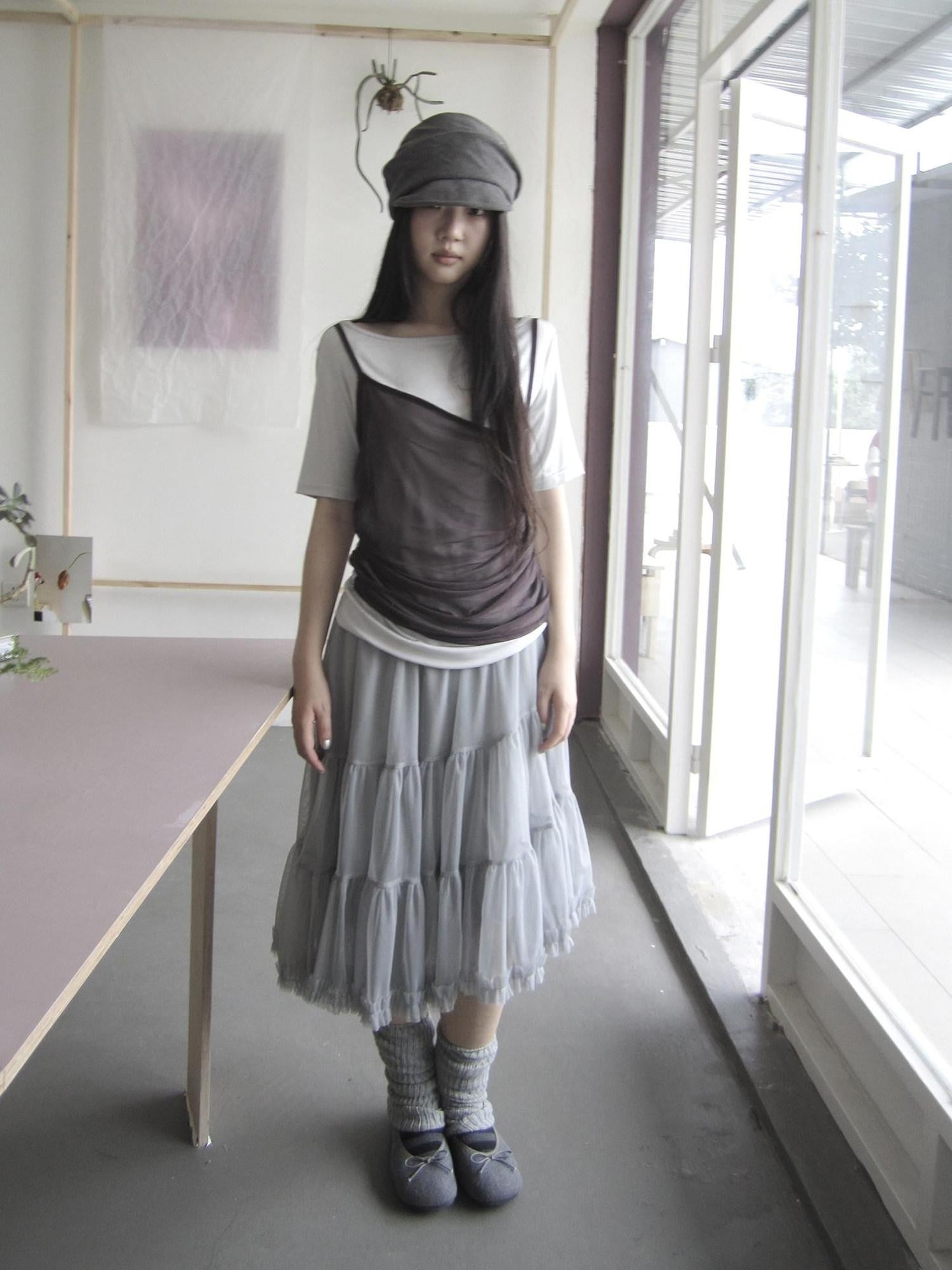 ang project Mesh Lace Spliced Asymmetric Women&