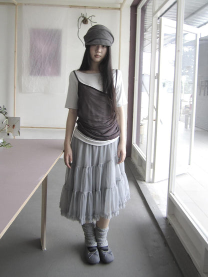 ang project Mesh Lace Spliced Asymmetric Women&