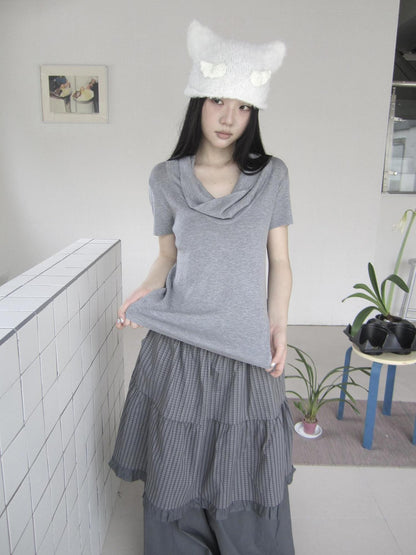 ang project Minimal Solid Scoop Neck Slim Fit Stretch Women&