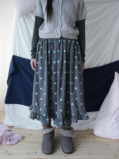 ang project Mint Green Polka Dot Ruffle Trim Elastic Waist Women&