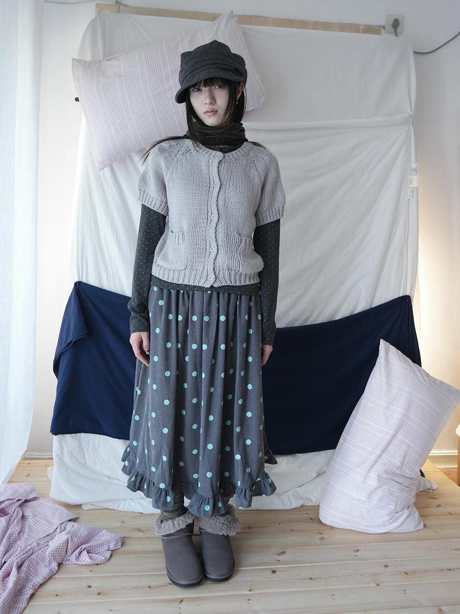 ang project Mint Green Polka Dot Ruffle Trim Elastic Waist Women&