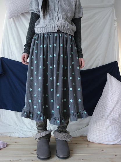 ang project Mint Green Polka Dot Ruffle Trim Elastic Waist Women&
