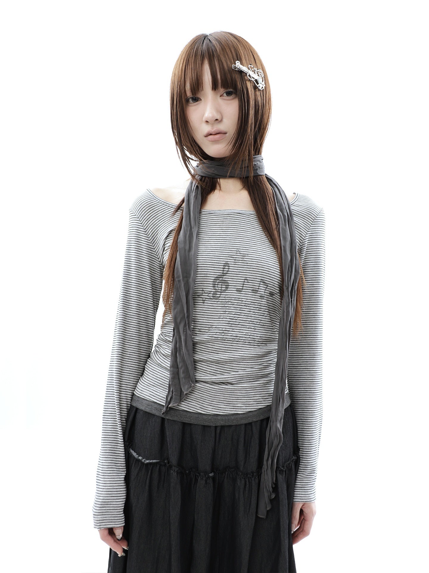 ang_project_Music_Note_Print_Ruched_Striped_Patchwork_Women&