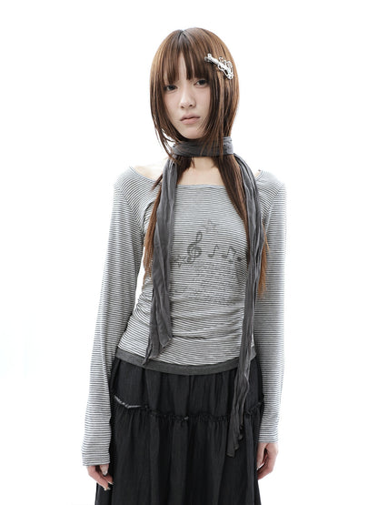 ang_project_Music_Note_Print_Ruched_Striped_Patchwork_Women&