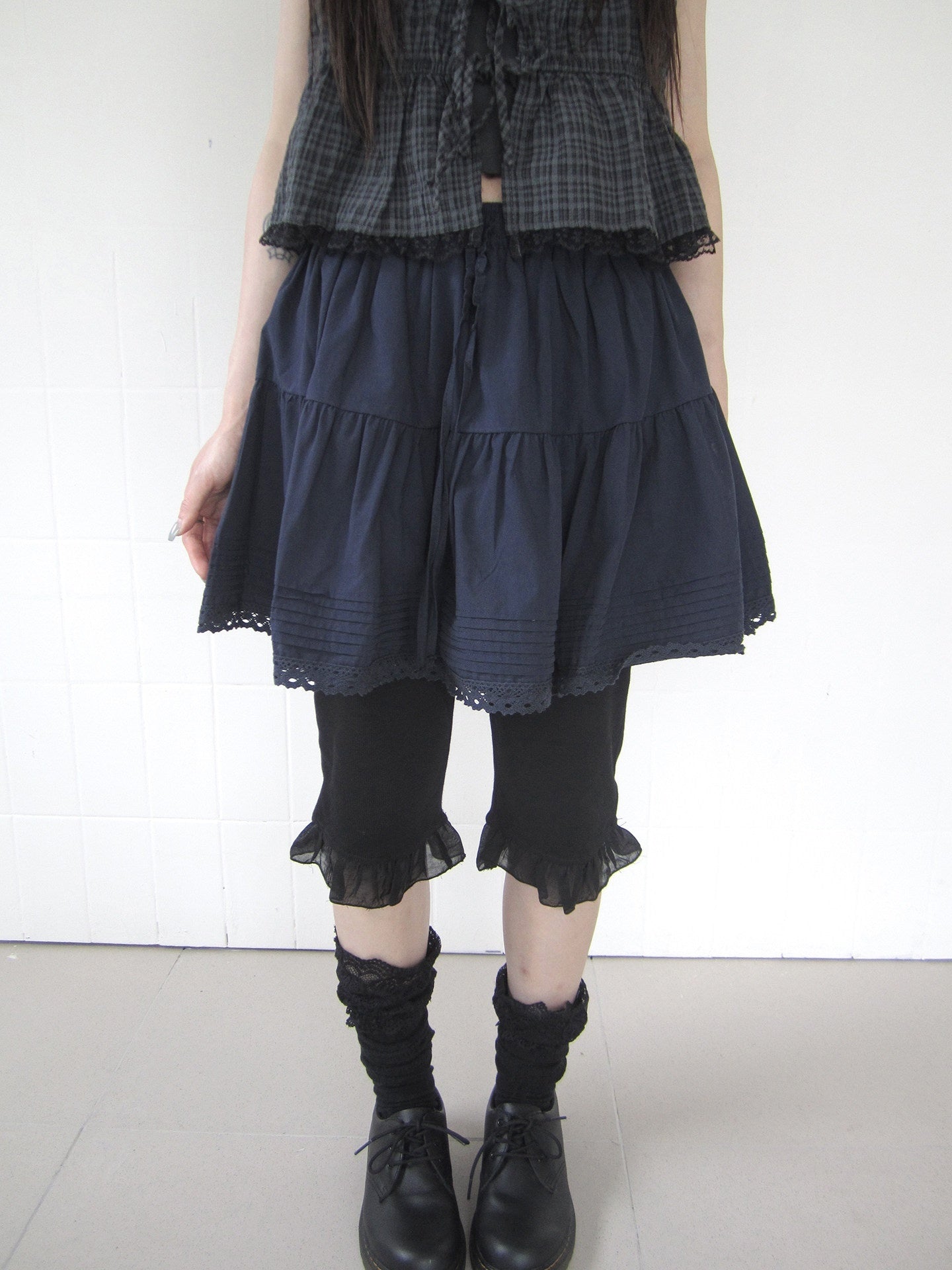 ang_project_Navy_Pleated_Lace_Spliced_Women&