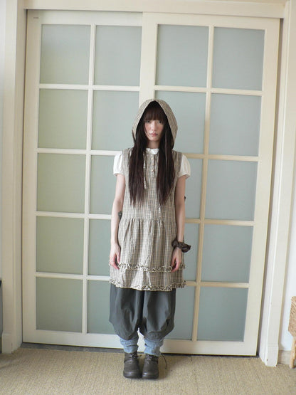 ang project Nostalgic Ruffle Patchwork Plaid Hooded Women&