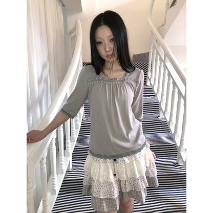 ang_project_Oatmeal_Grey_Lace_Trim_Spliced_Square_Neck_Fitted_Women&