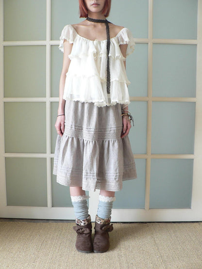 ang project Oatmeal Tie Dye Crochet Cutout Patchwork Pleated Women&
