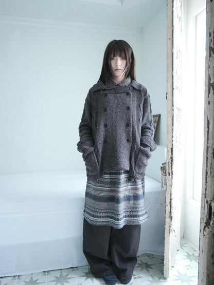 ang project Oversized Cable Knit Double Breasted Cardigan Women&