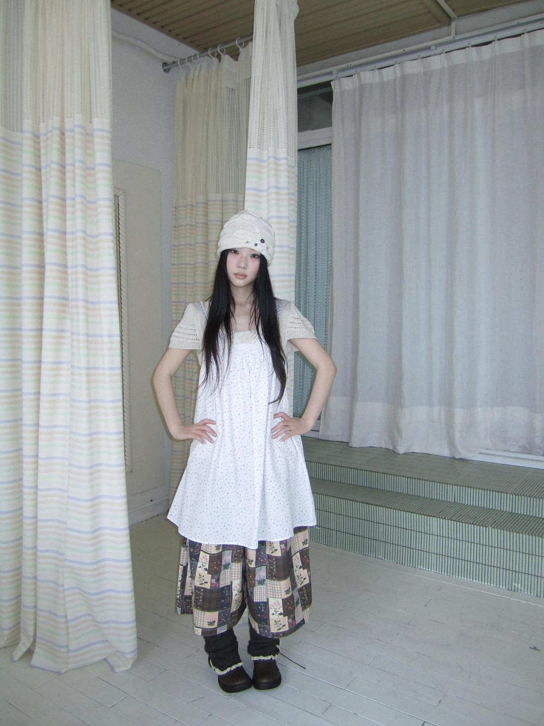 ang project Plaid Patchwork Floral Layered Loose Women&