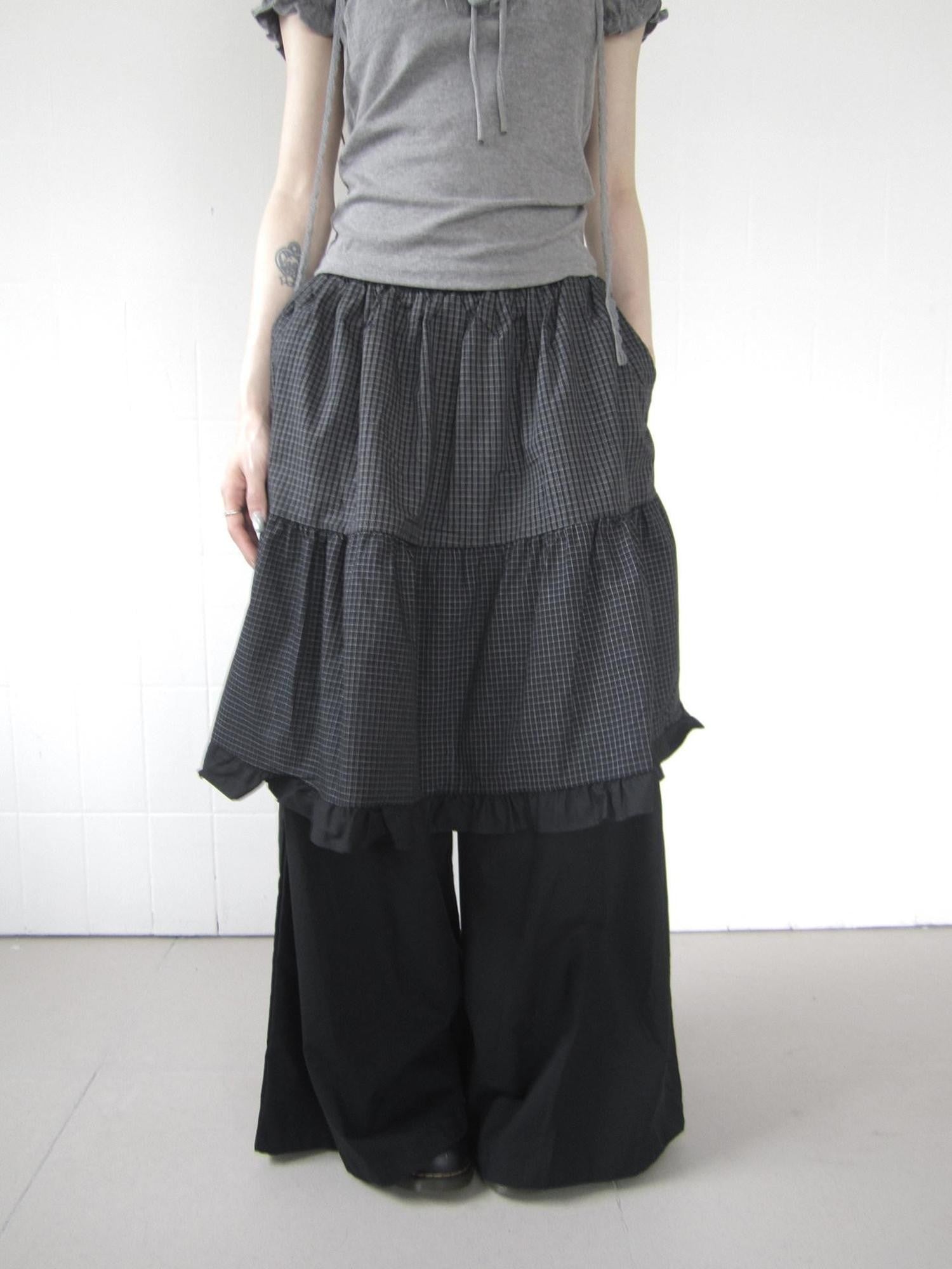 ang project Plaid Patchwork Layered Lettuce Hem Women&