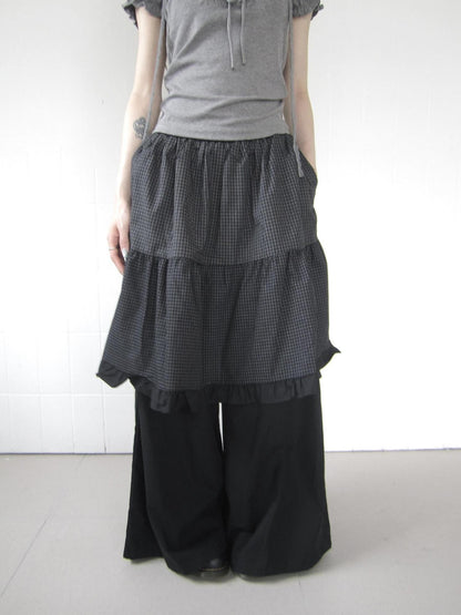ang project Plaid Patchwork Layered Lettuce Hem Women&