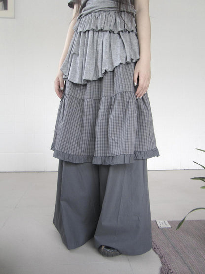 ang project Plaid Patchwork Layered Lettuce Hem Women&
