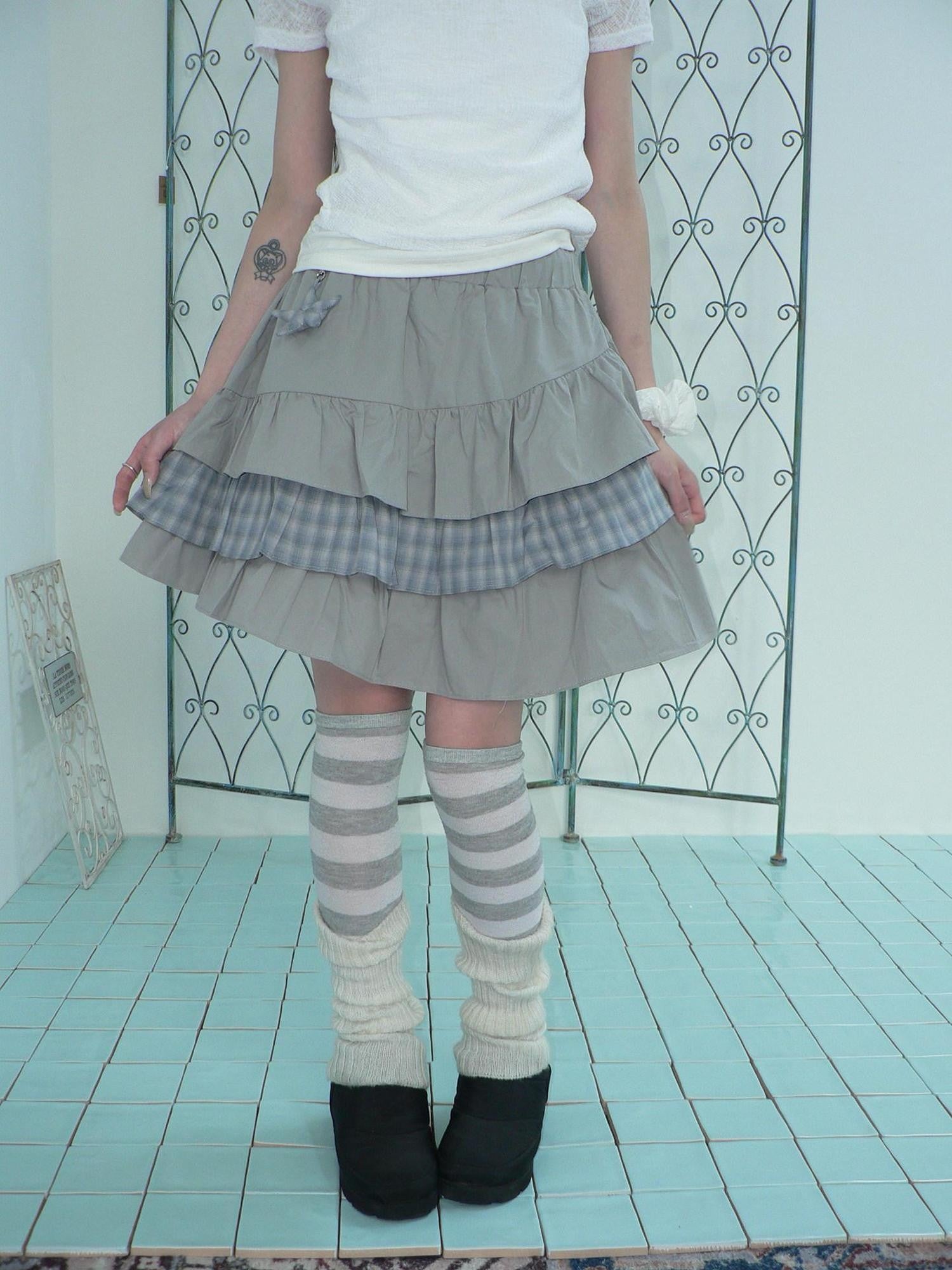 ang project Plaid Patchwork Pleated Lined Women&