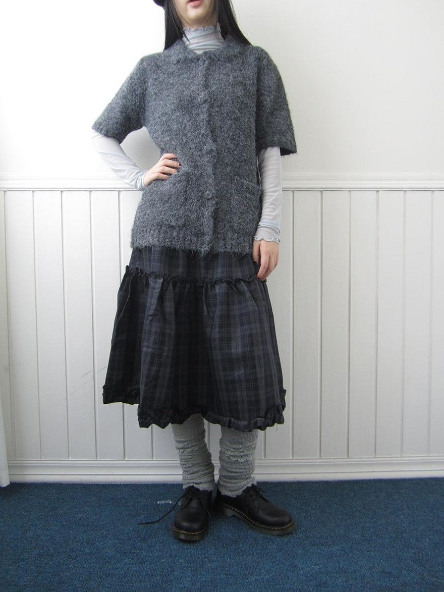 ang project Plaid Ruffle Trim Elastic Waist A Line Women&