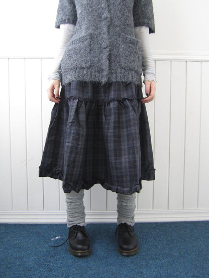 ang project Plaid Ruffle Trim Elastic Waist A Line Women&