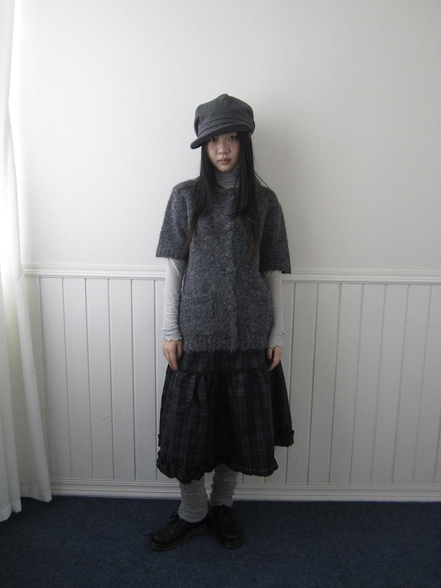 ang project Plaid Ruffle Trim Elastic Waist A Line Women&